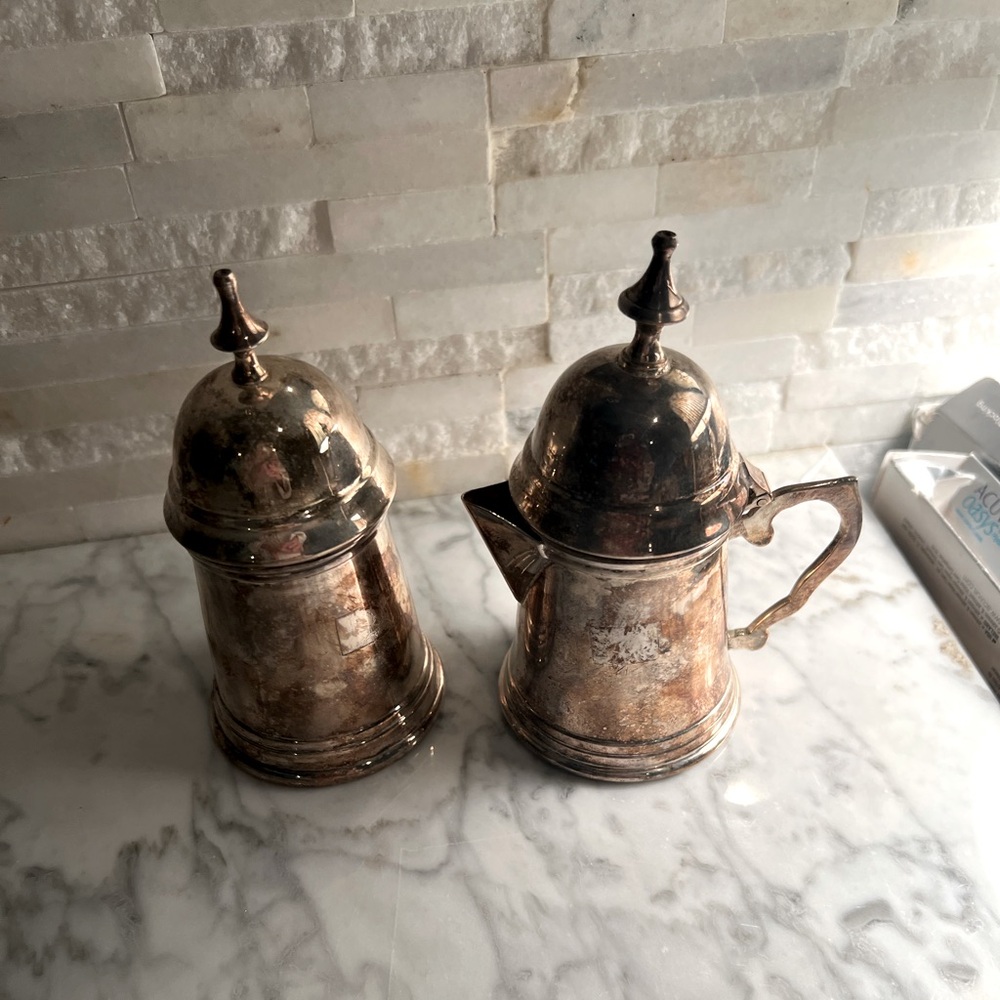 Perfect Patina Cream & Sugar Silver Plated